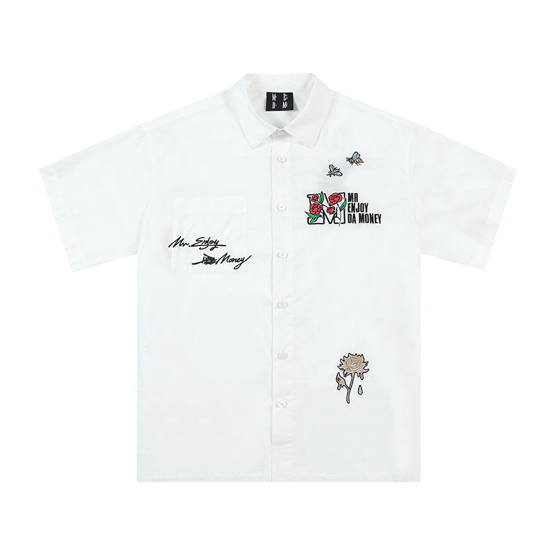 MEDM Rose Honey Embroidery Short Sleeved Shirt