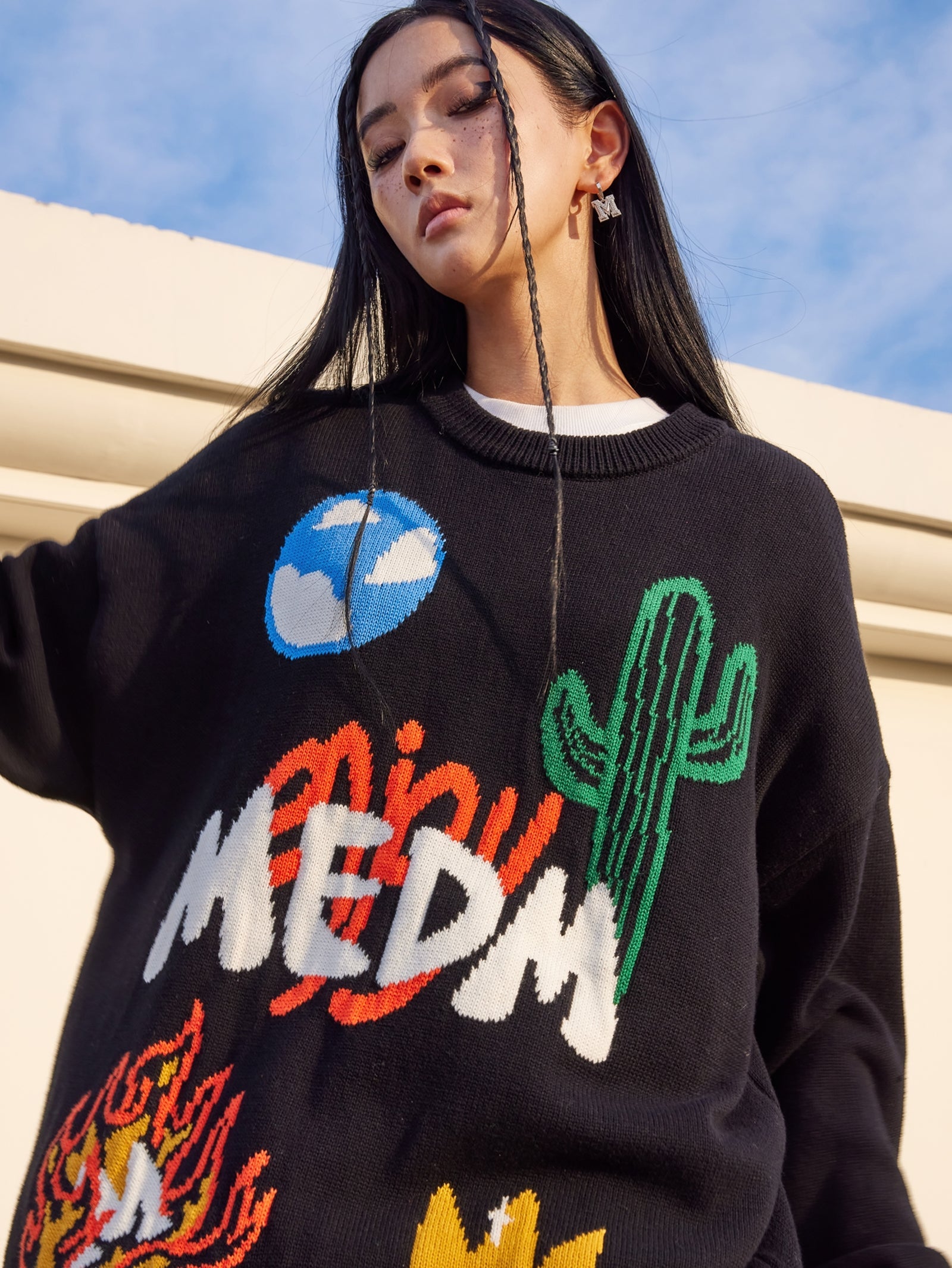 MEDM Campfire Cactus Knit Sweater