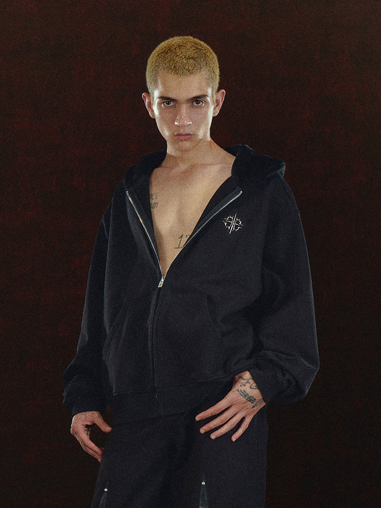 DICETINY Metal Logo Zip Up Hoodie