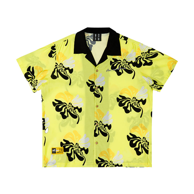 MEDM Lapel Color Short Sleeved Hawaiian Shirt