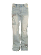 EVILKNIGHT(EK) Digital Print Butterfly Embroidery Denim Flare Pants