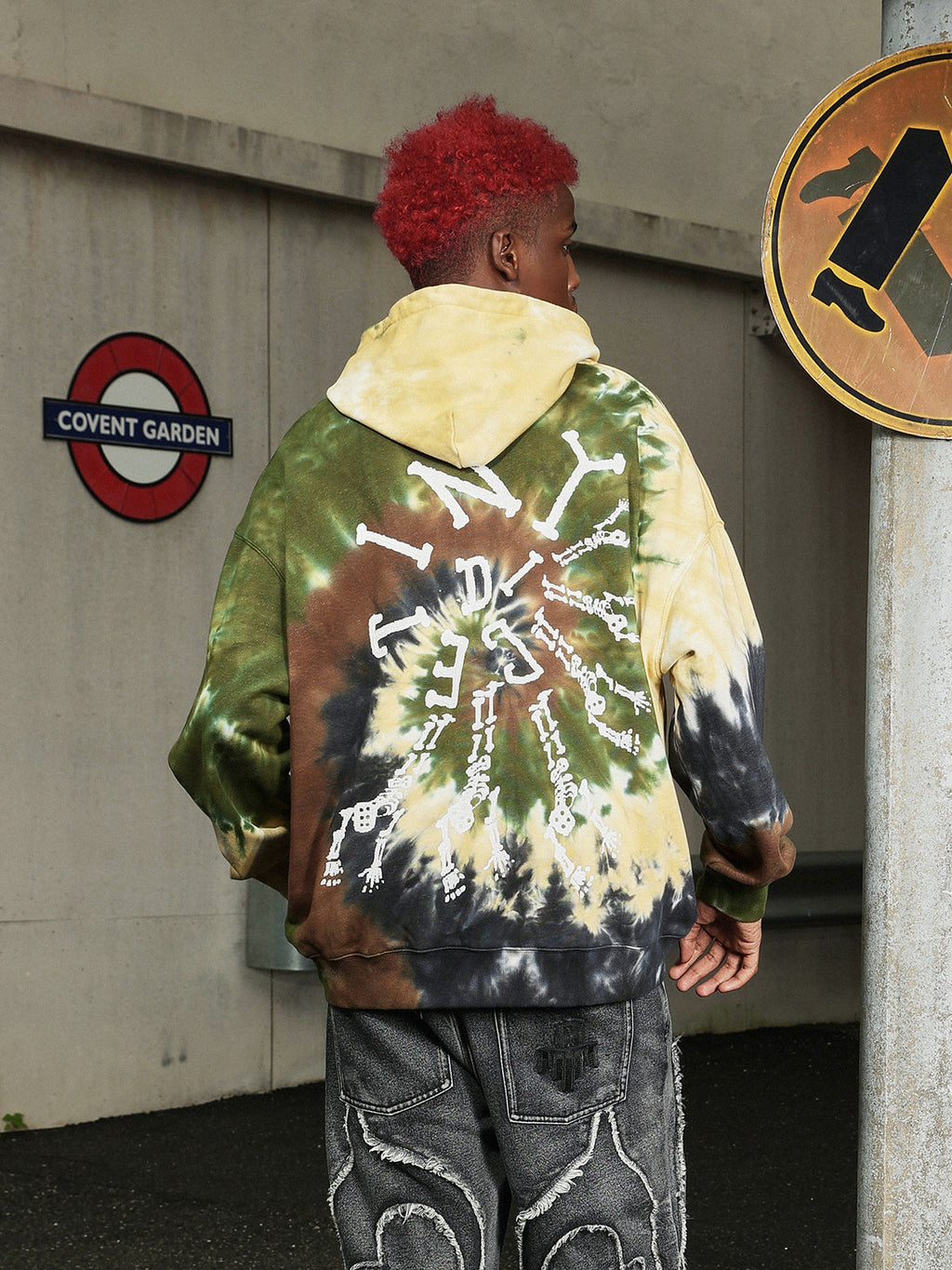 DICETINY Tie Dye Swirl Bone Print Hoodie