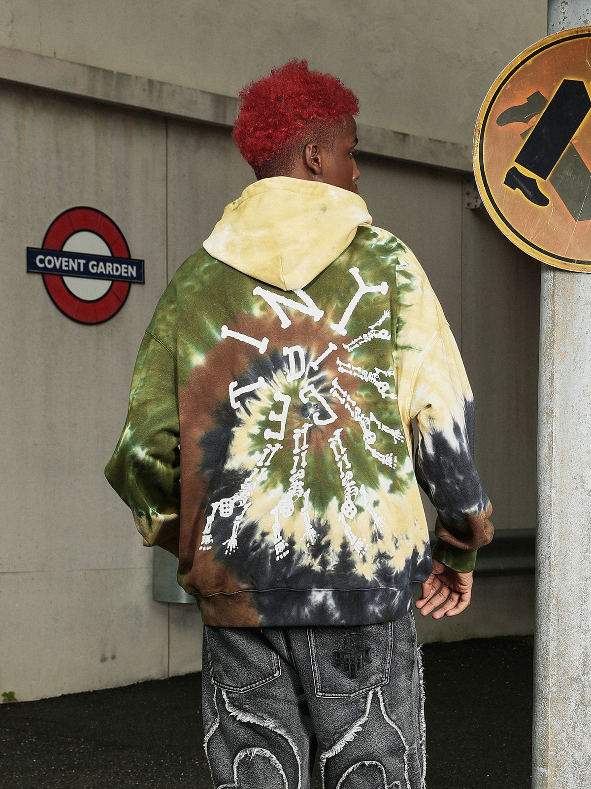DICETINY Tie Dye Swirl Bone Print Hoodie