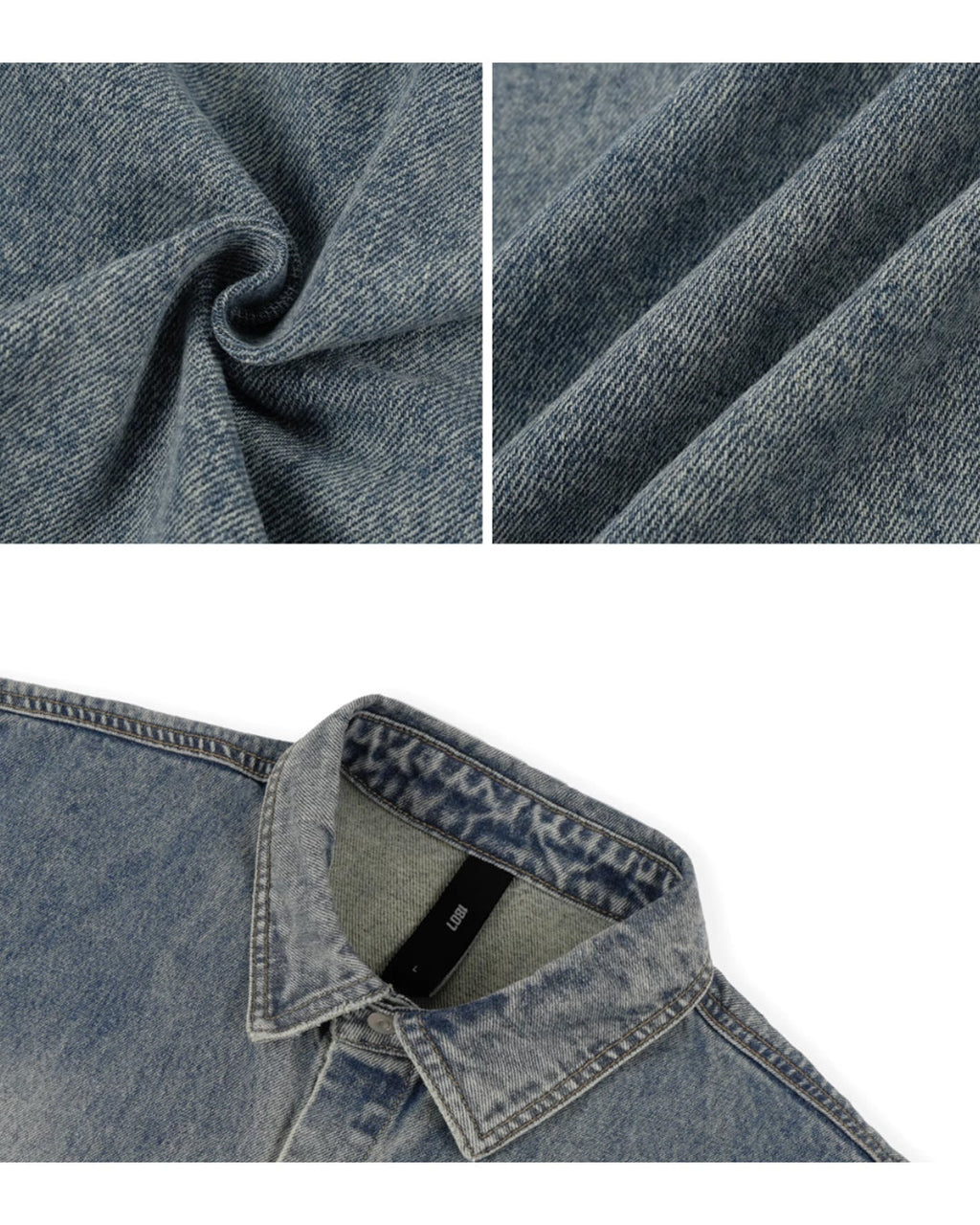 1807 Distressed Logo Washed Denim Short Sleeve Shirt