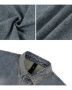 1807 Distressed Logo Washed Denim Short Sleeve Shirt