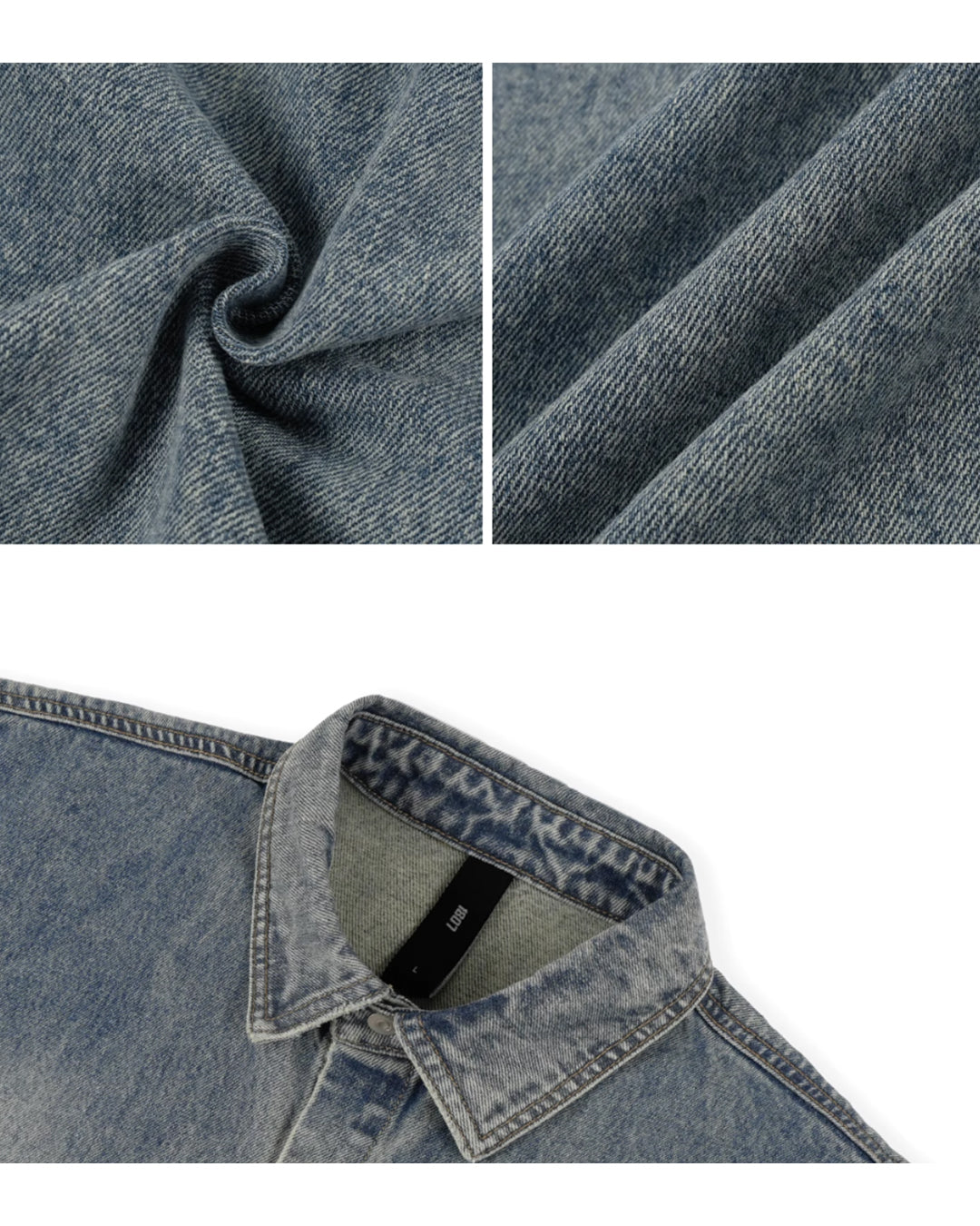 1807 Distressed Logo Washed Denim Short Sleeve Shirt