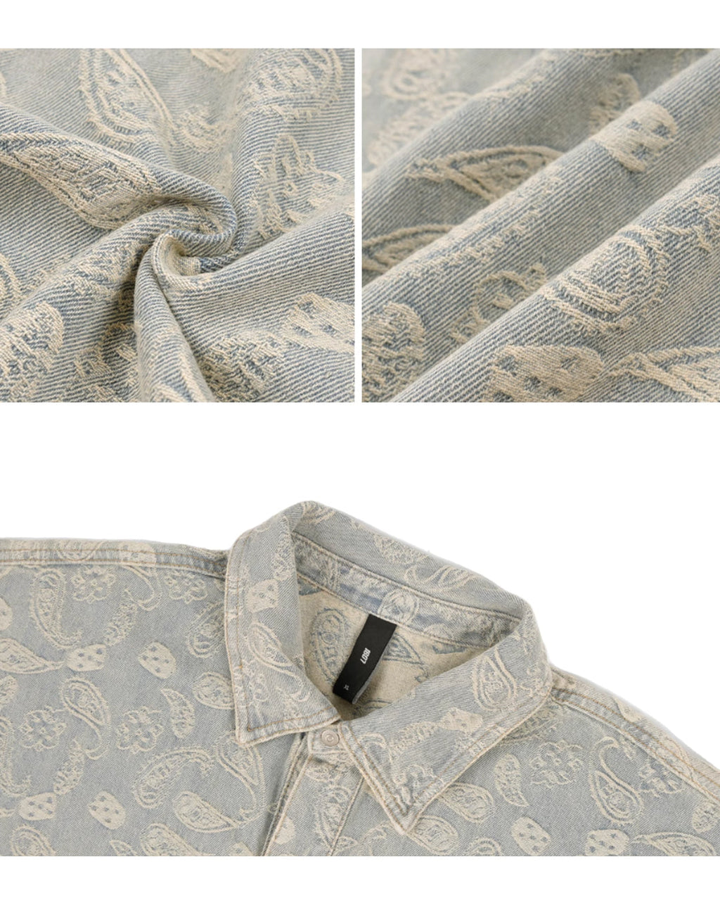 1807 Paisley Washed Denim Short Sleeve Shirt