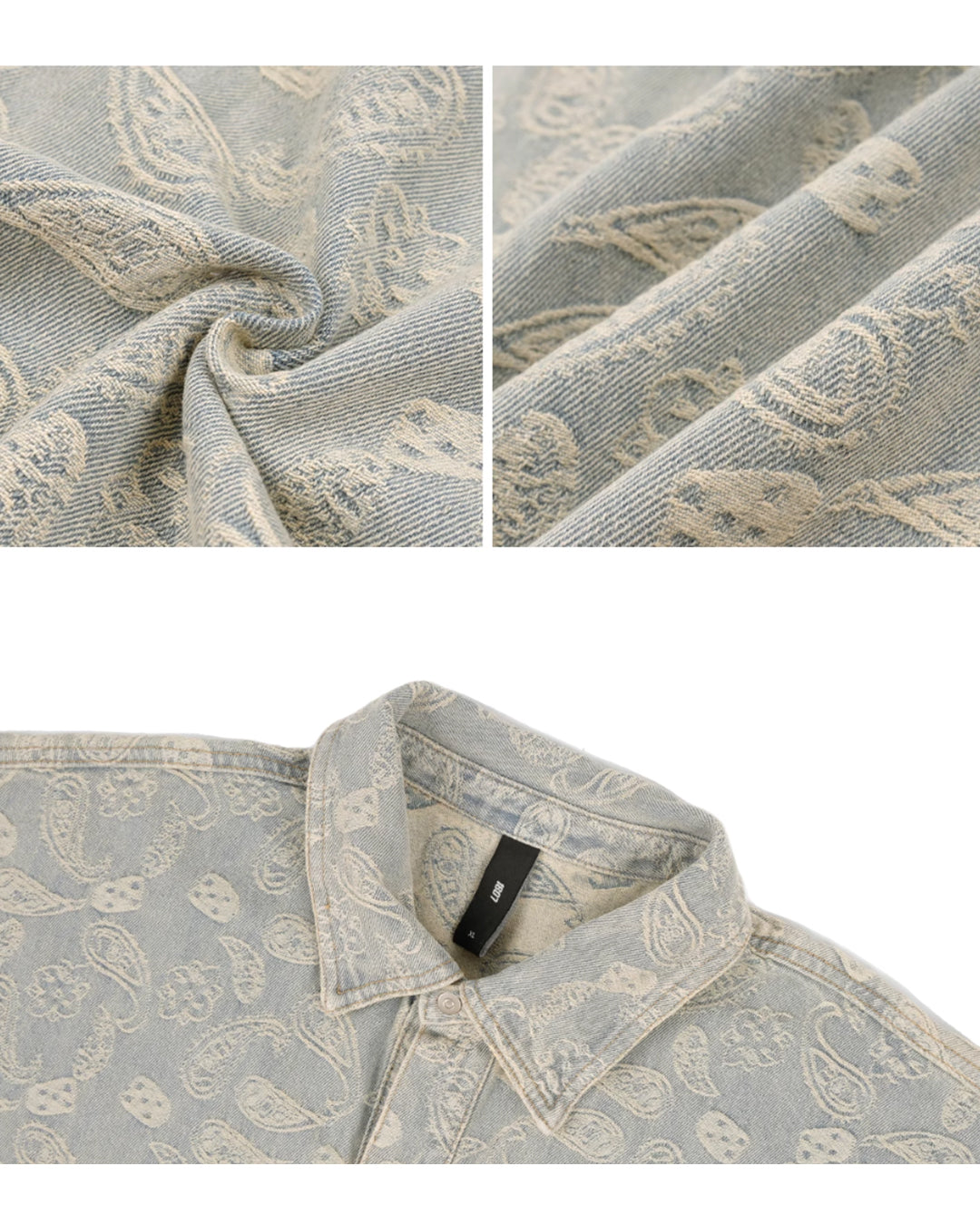 1807 Paisley Washed Denim Short Sleeve Shirt
