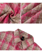 1807 Heart & Rhinestone Plaid Long Sleeve Shirt