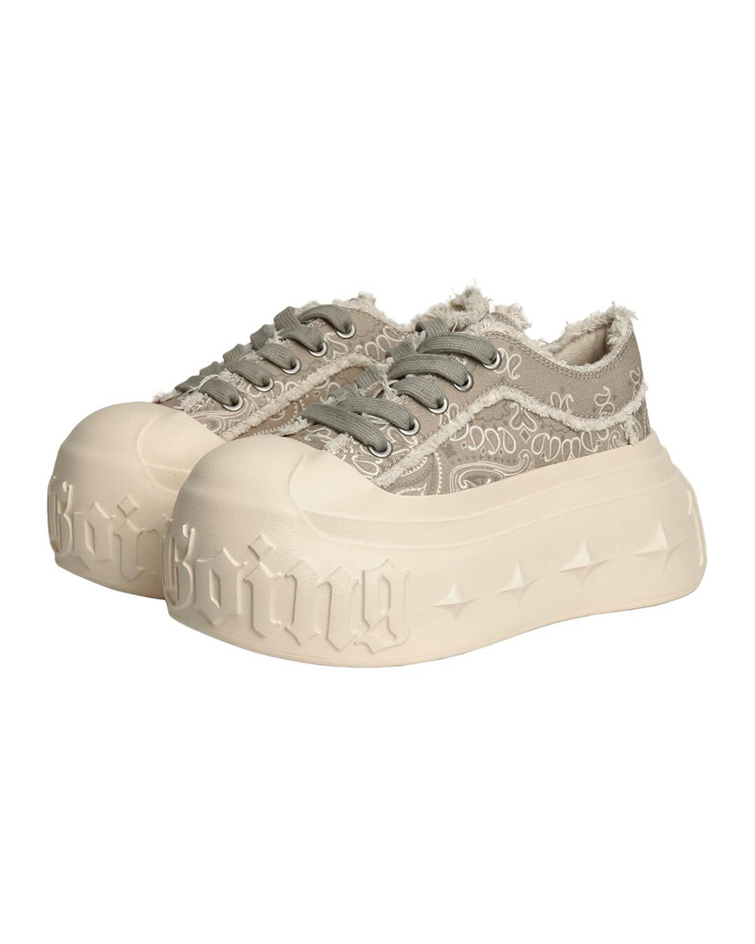 1807 INF-008 Gothic Lace Up Canvas Paisley Chunky Sneakers