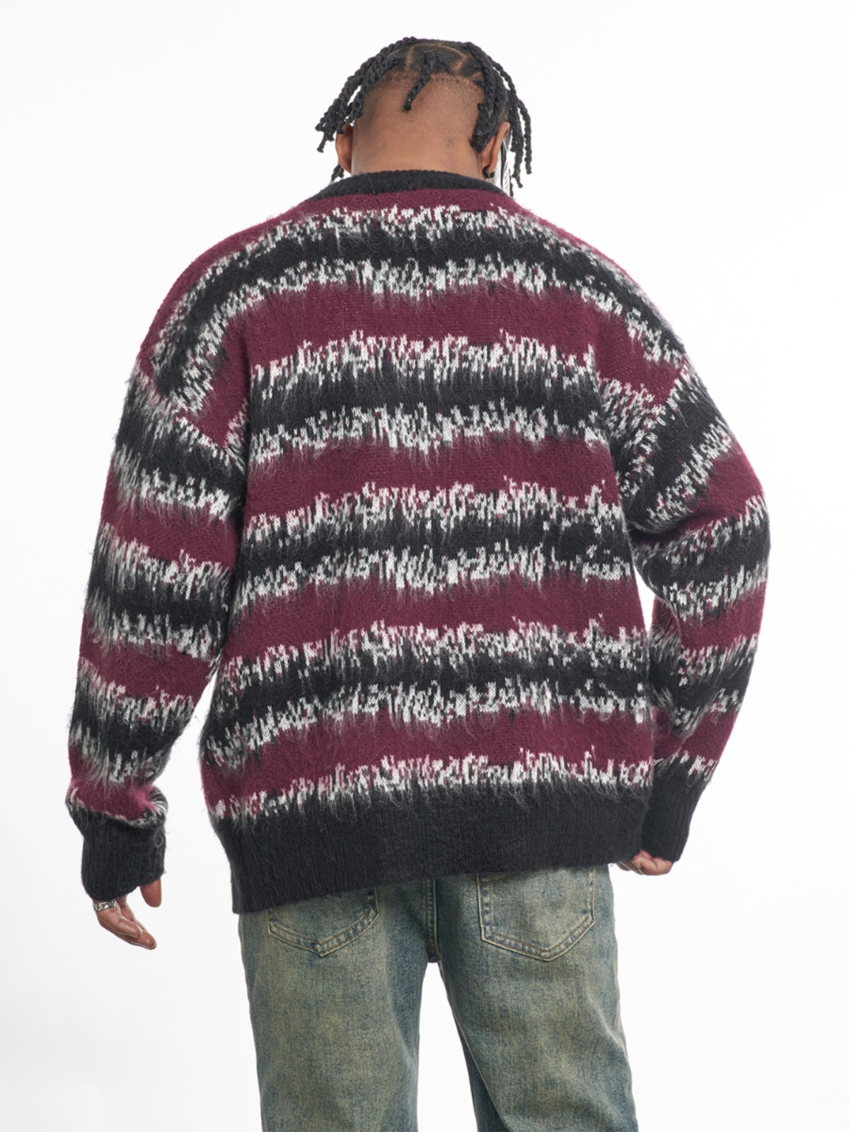 F3F Select Gradient Striped Fuzzy Knit Sweater