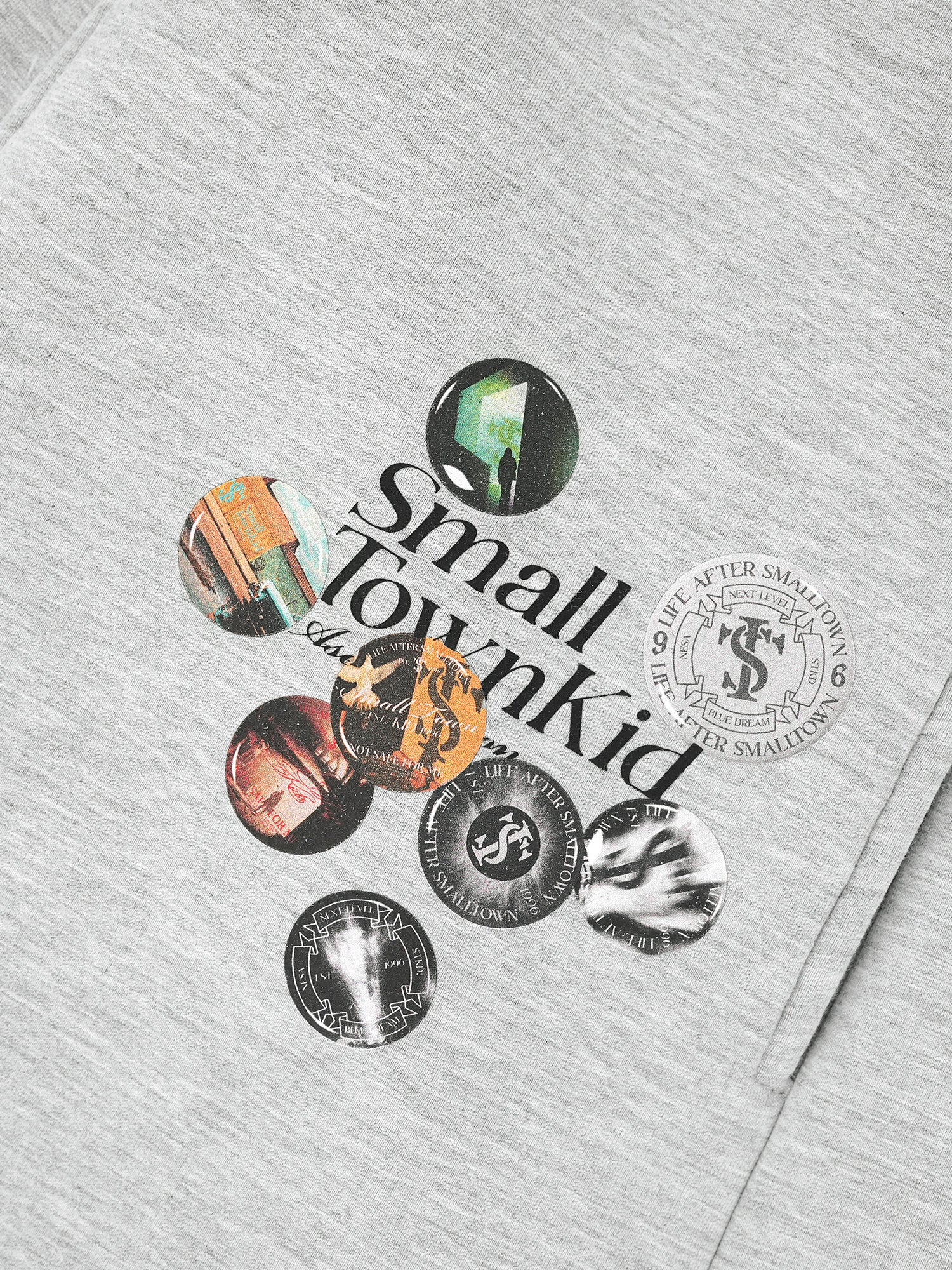 Small Town Kid Badge Printed Baggy Sweatpants