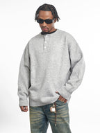 F3F Select Relaxed Fit Henley Neck Knit Sweater
