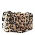 Tweed Mixed Fibers Leopard Print Small Souplissimo Maxi Flap Brown Black White