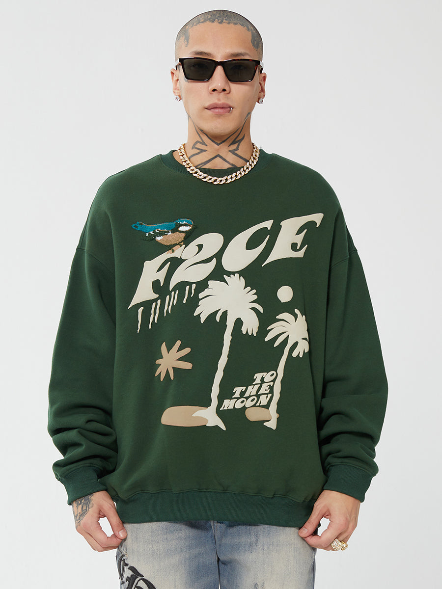 F2CE LOGO Foam Creative Print Embroidery Sweatshirts