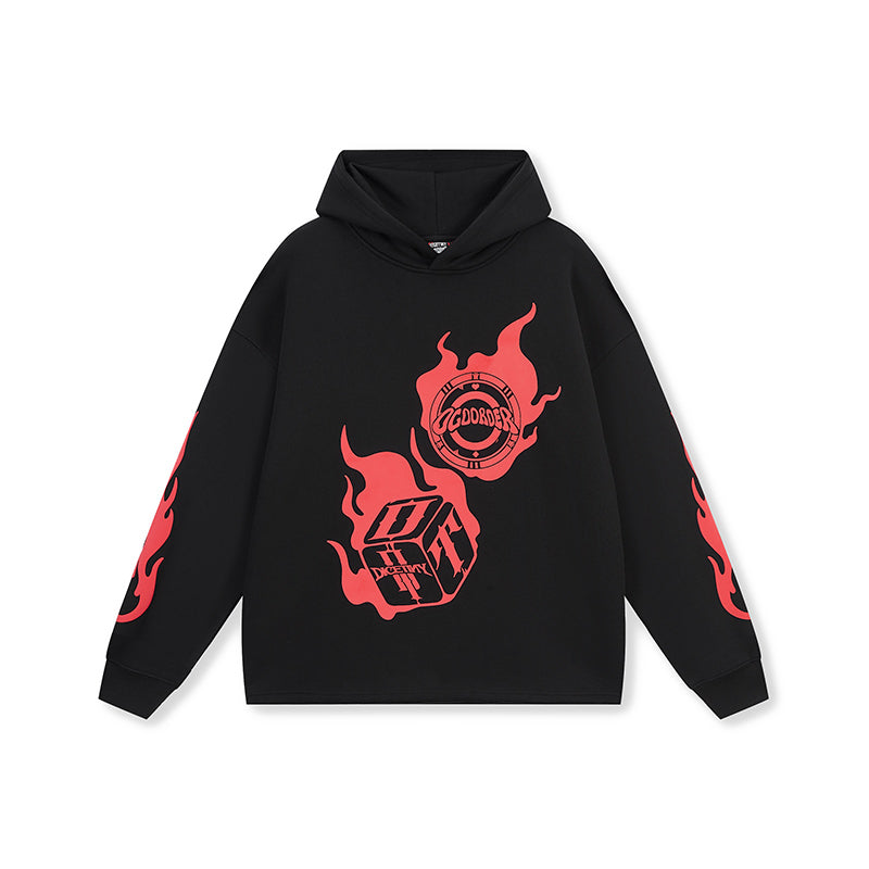 DICETINY x OLD ORDER Flame Dice Foam Printing Hoodie