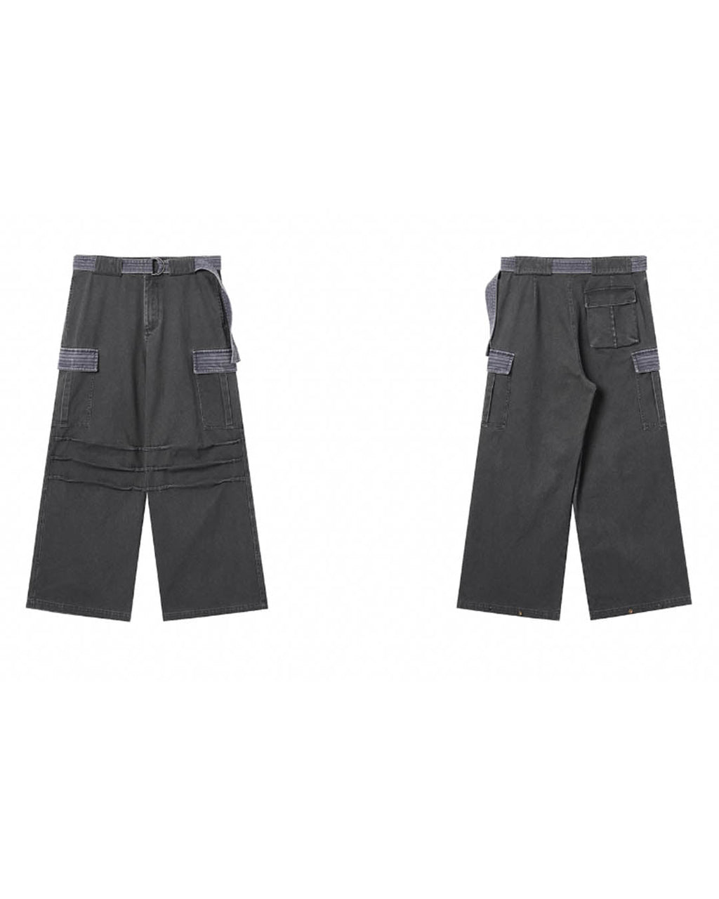 JHYQ Contrast Color Pleated Baggy Cargo Pants
