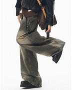 JHYQ Washed Dirty Dyed Gray Baggy Jeans