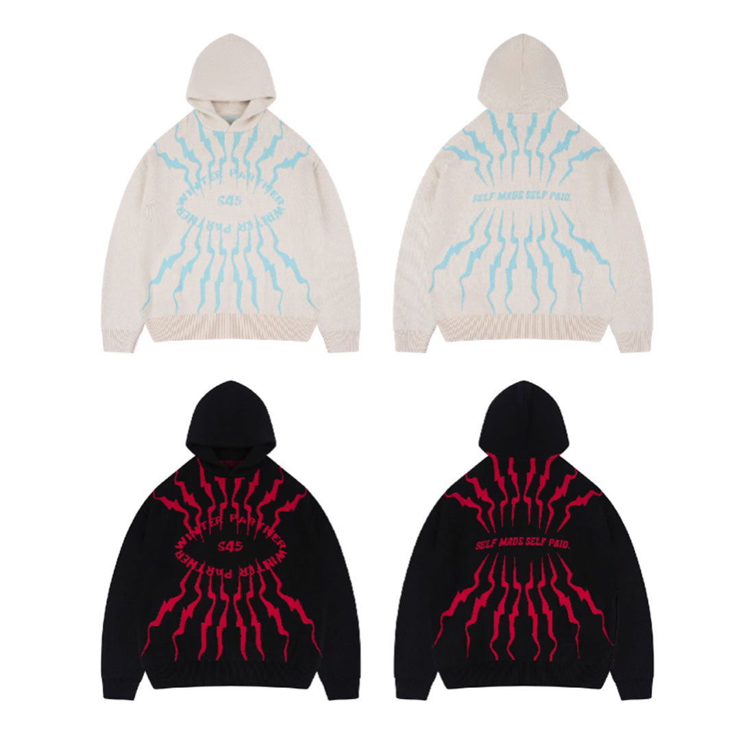 S45 Totem pattern Logo Knit Hoodie