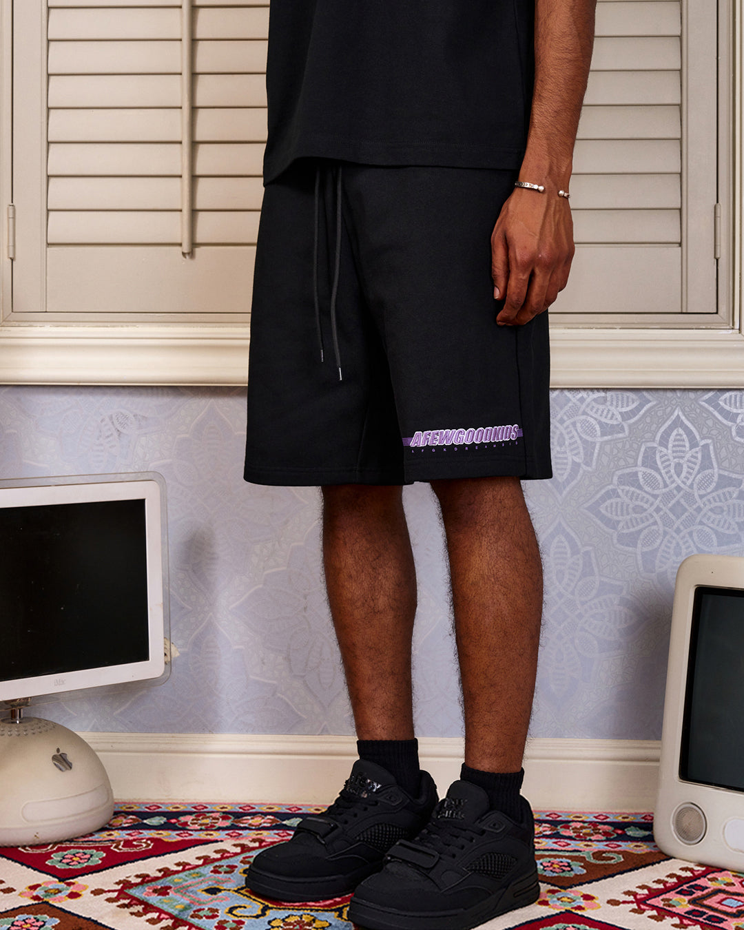 AFGK Embroidery Gradient Sports Sweat Shorts