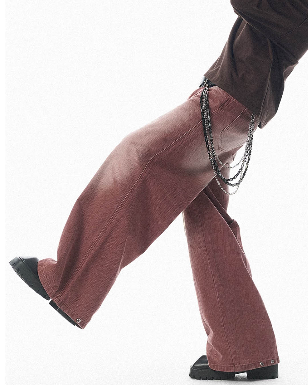 JHYQ Bordeaux Red Wash Baggy Jeans