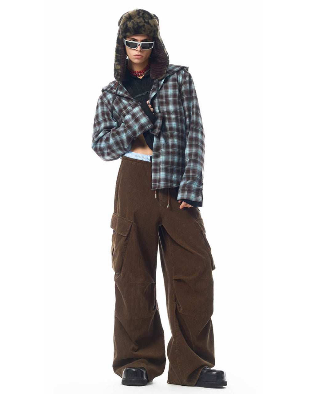 JHYQ Casual Basic Plaid Hooded Long Sleeved Shirt