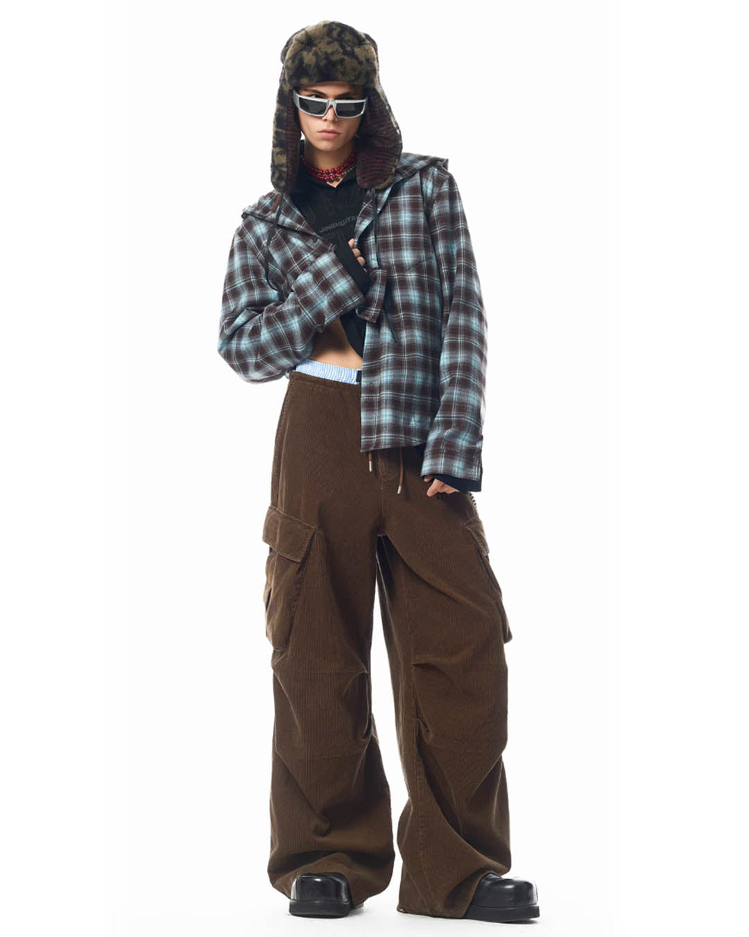 JHYQ Casual Basic Plaid Hooded Long Sleeved Shirt