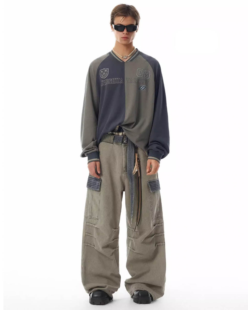 JHYQ Contrast Color Stitching Long Sleeved Jersey Tee