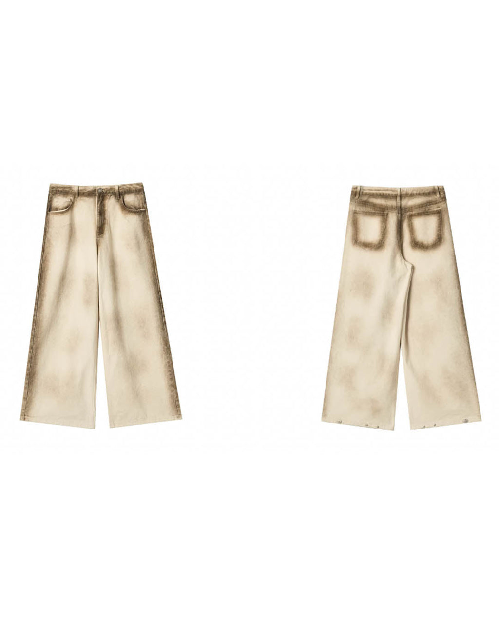 JHYQ Old Dirty Dyed White Baggy Jeans