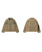 JHYQ Contrast Color Stitching Printed Canvas Work Jacket