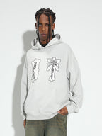 DICETINY Lace Bunny Girl Faux Embroidery Prints Hoodie