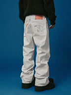 YADcrew Chain Embossed Print Jeans