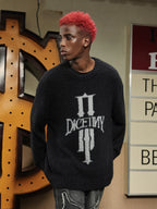 DICETINY Jacquard Logo Fleece Knit Sweater