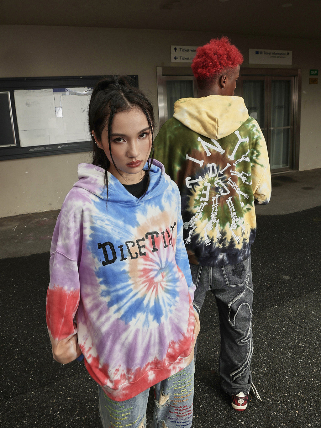DICETINY Tie Dye Swirl Bone Print Hoodie