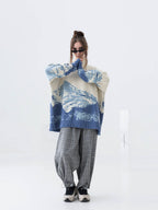 Harsh and Cruel Snow Mountain Destruction Knit Sweater