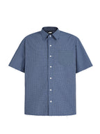 ANTIDOTE Plaid Lettering Print Short Sleeved Shirt