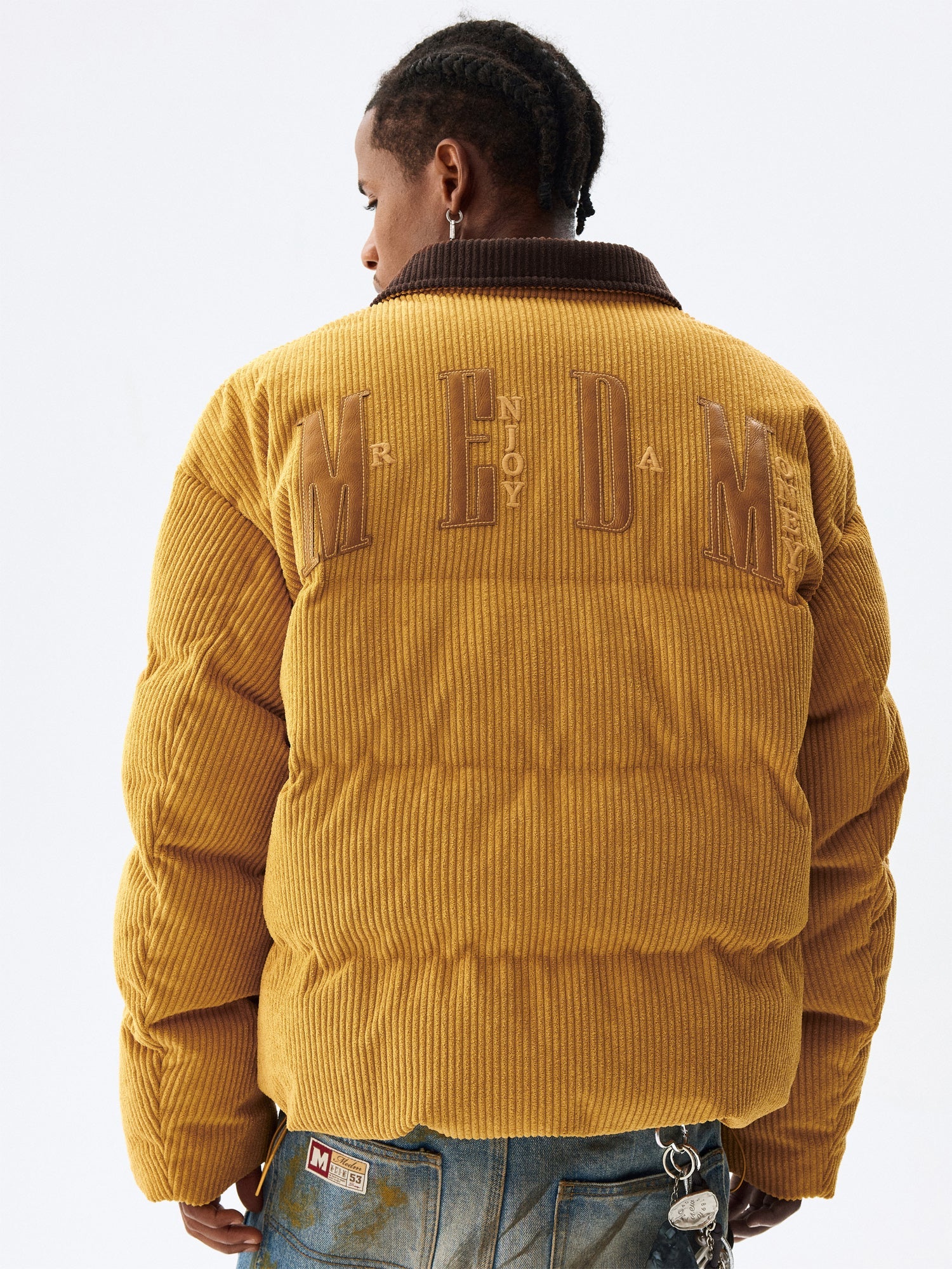 MEDM Corduroy Lapel Color Blocking Down Jacket