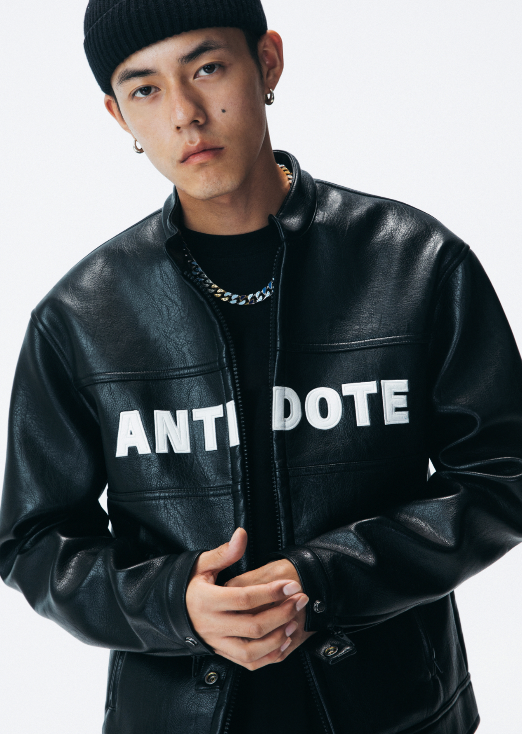 ANTIDOTE LOGO Motorcycle PU Leather Jacket