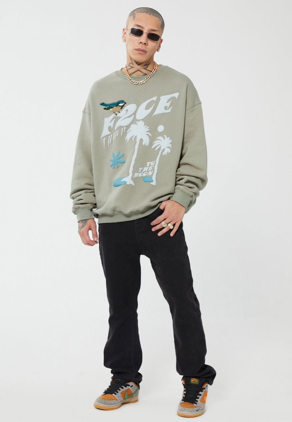 F2CE LOGO Foam Creative Print Embroidery Sweatshirts