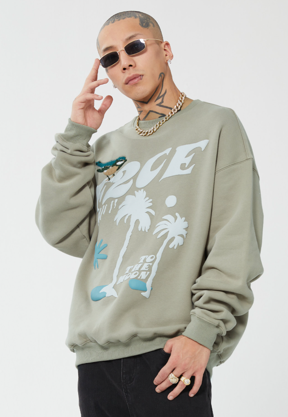 F2CE LOGO Foam Creative Print Embroidery Sweatshirts