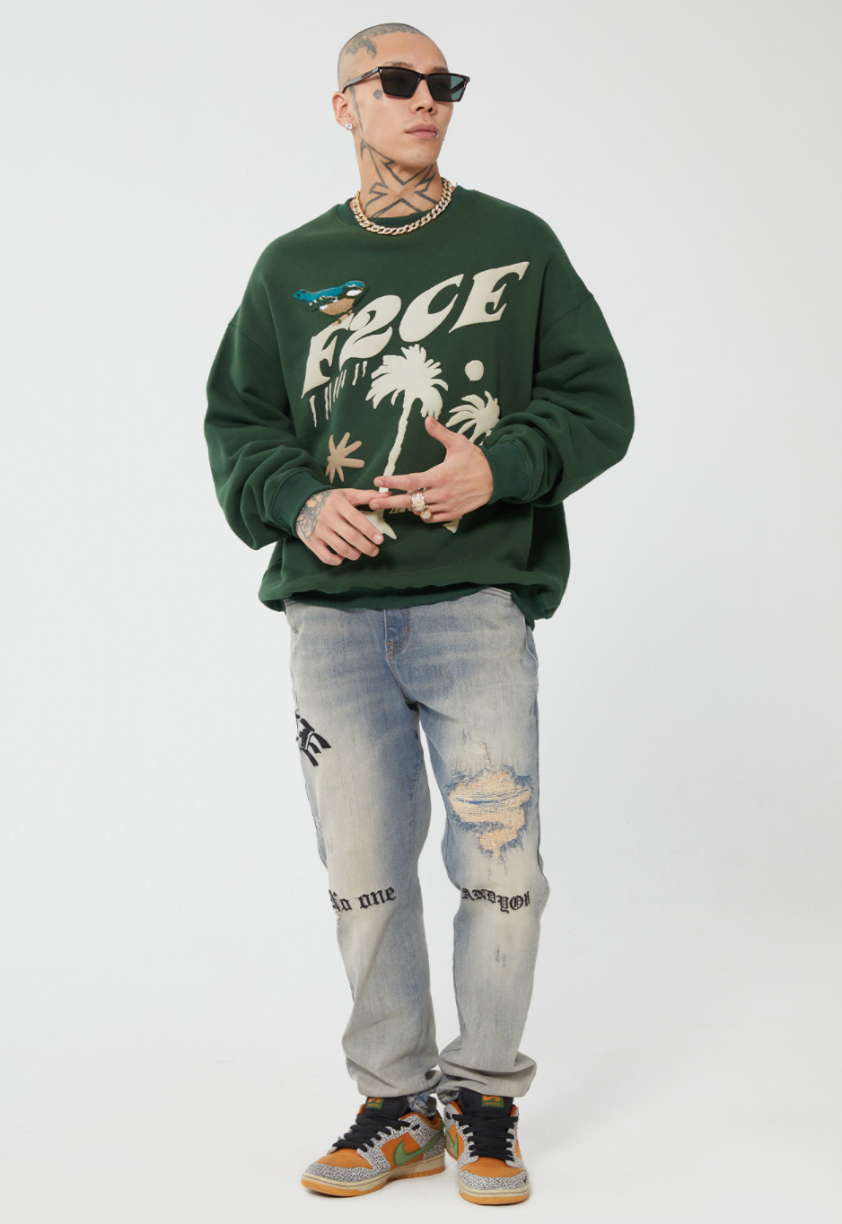 F2CE LOGO Foam Creative Print Embroidery Sweatshirts