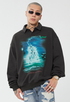 F2CE Retro Vintage Print Polo Sweatshirts