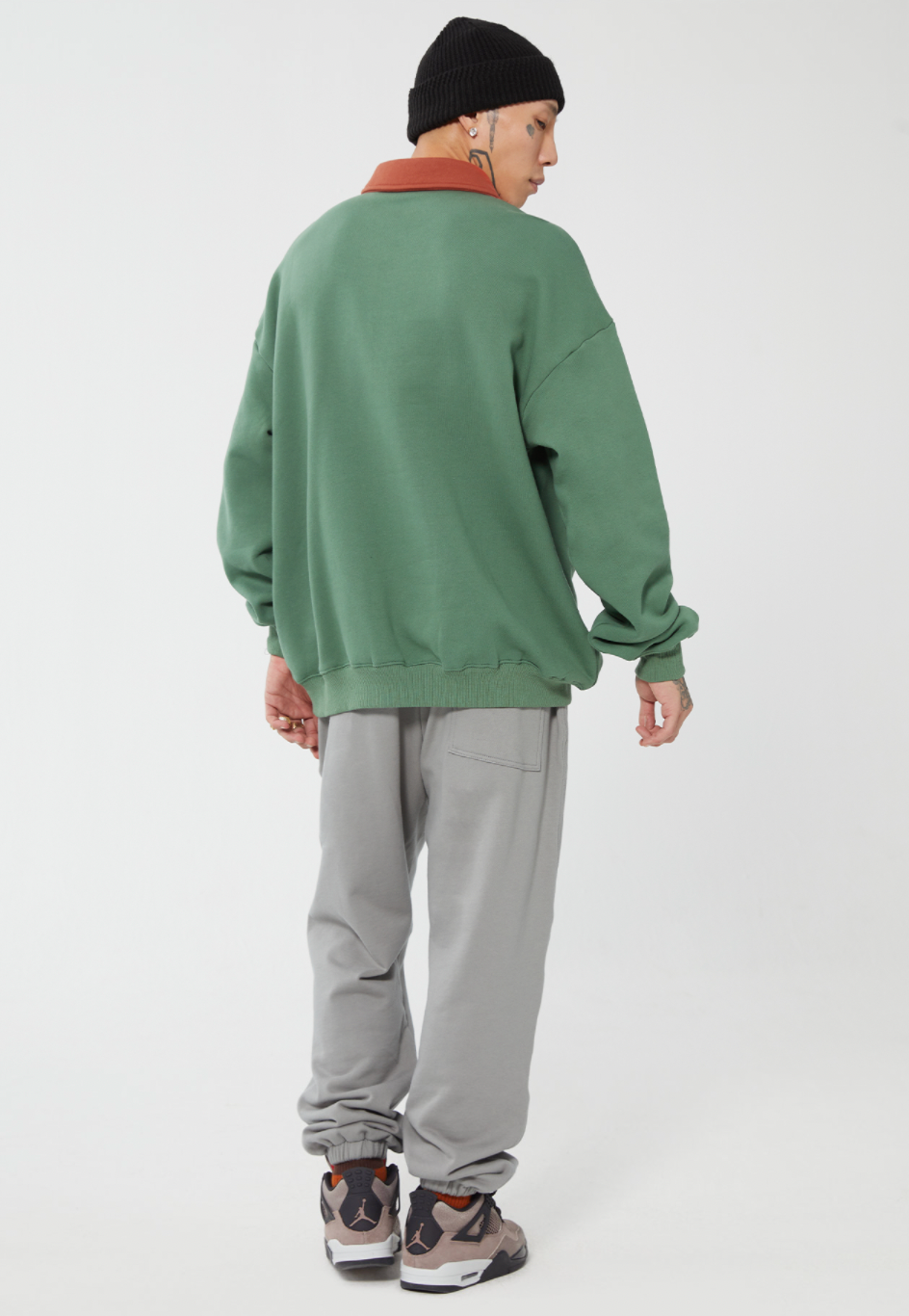 F2CE Fire 2 Cold Ego LOGO Vintage Print Polo Sweatshirts