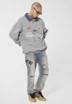 F2CE Fire 2 Cold Ego LOGO Vintage Print Polo Sweatshirts