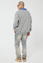 F2CE Fire 2 Cold Ego LOGO Vintage Print Polo Sweatshirts