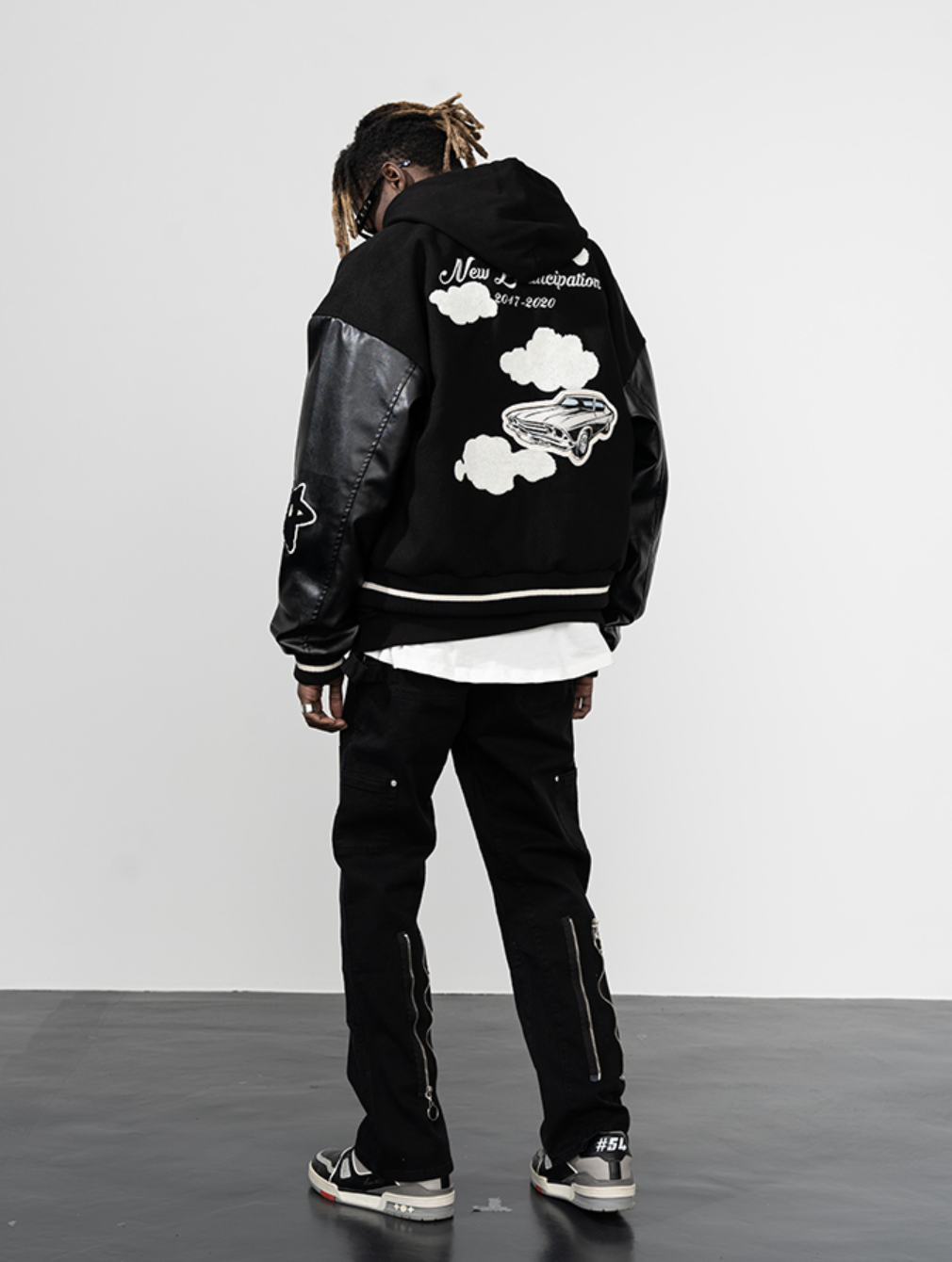Harsh and Cruel Embroidered stars Clouds Varsity Jacket
