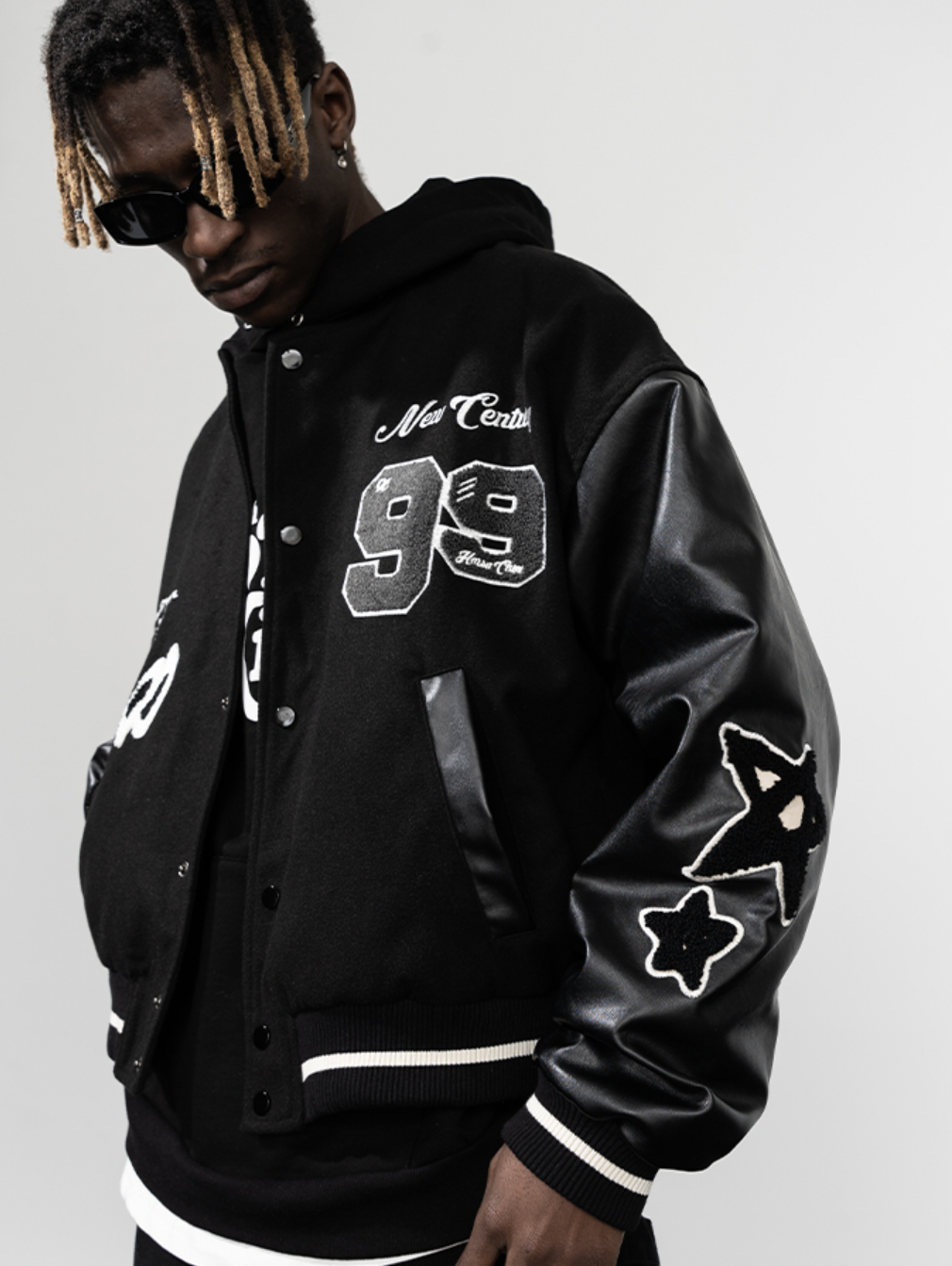 Harsh and Cruel Embroidered stars Clouds Varsity Jacket
