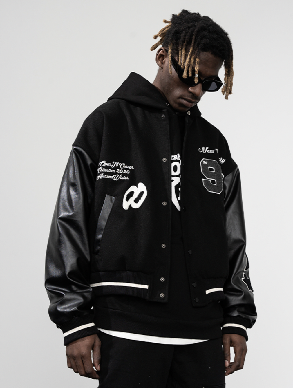 Harsh and Cruel Embroidered stars Clouds Varsity Jacket
