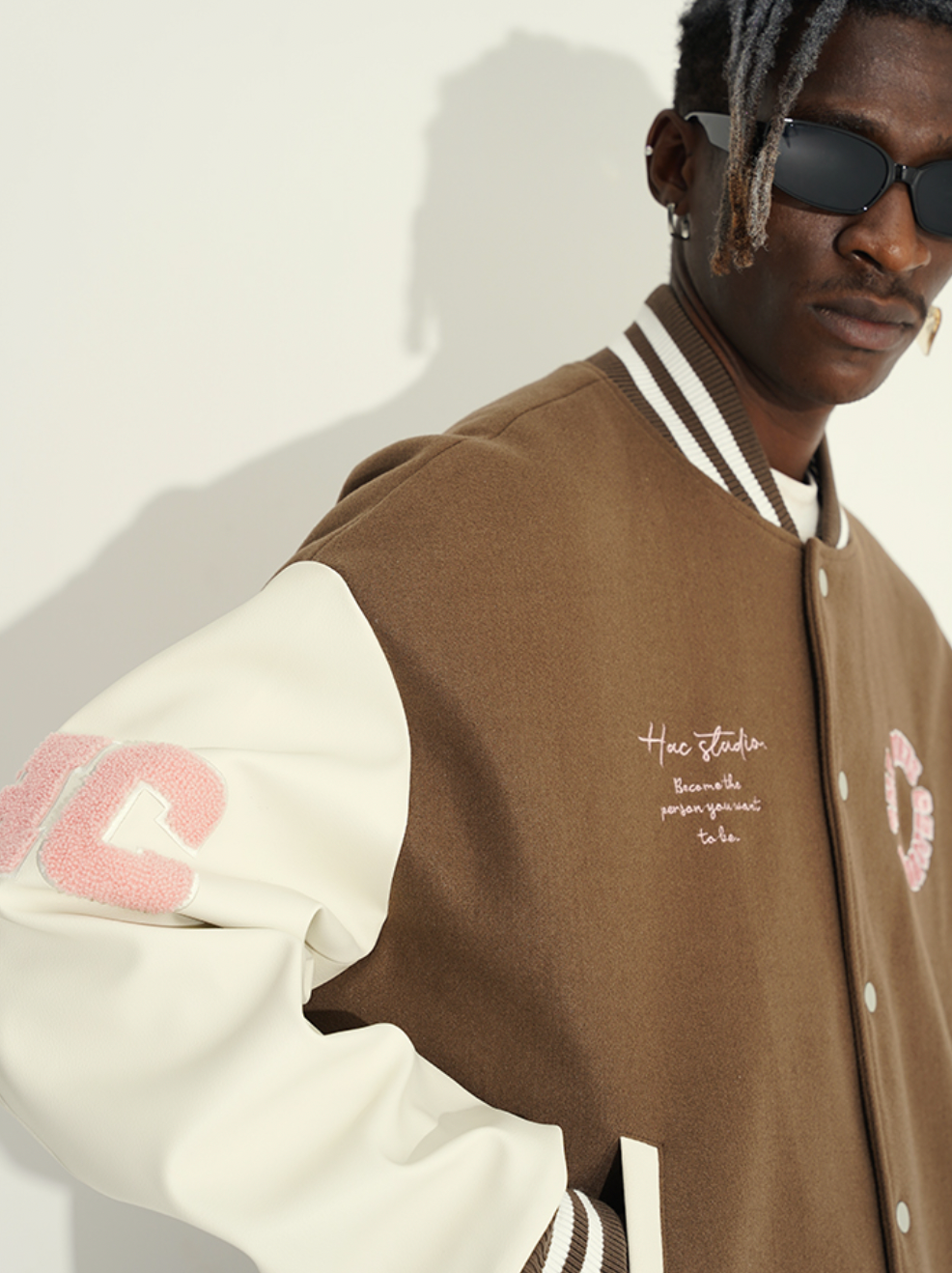 Harsh and Cruel 3D Ring Circular LOGO Embroidered Varsity Jacket