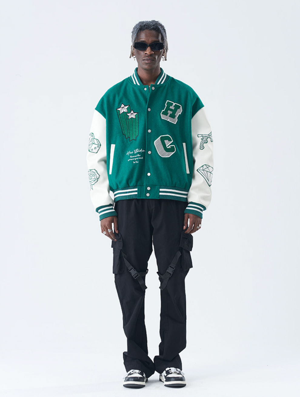 Harsh and Cruel Cross Angel Embroidered Varsity Jacket